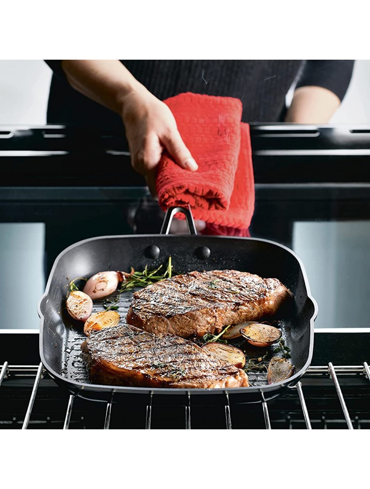KitchenAid Hard Anodized Nonstick Square Grill Pan Griddle with Pour Spouts 11.25 Inch Onyx Black - BQ8LYP1BB