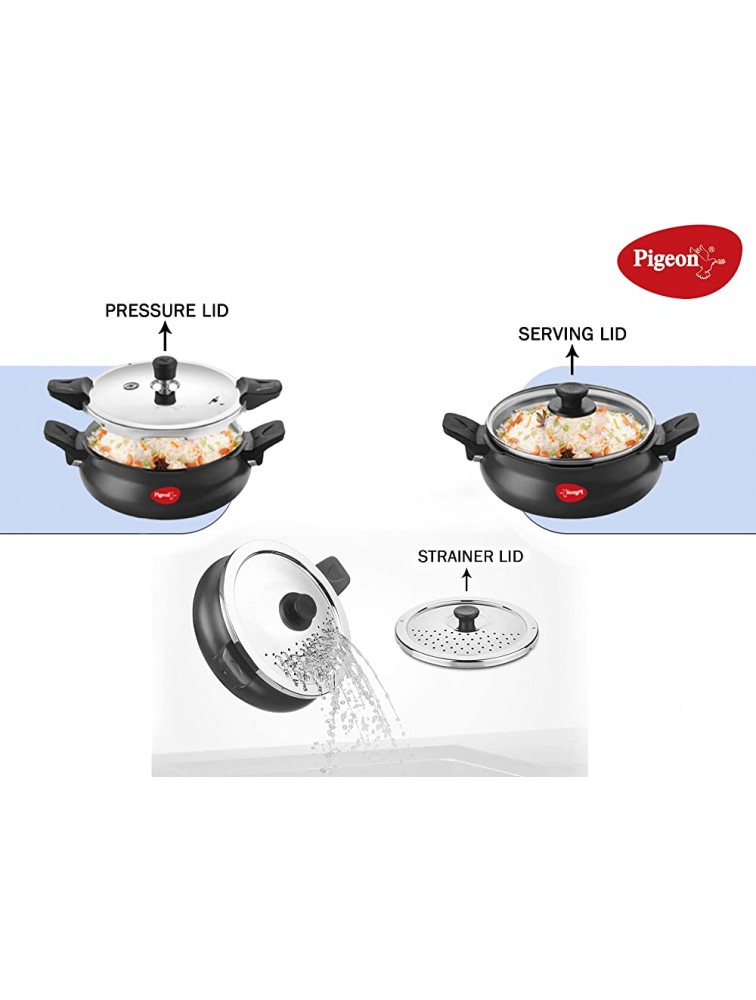 Pigeon 3.2 Quart All-In-One Super Cooker Steamer Cooking Pot Pressure Cooker Dutch Oven For All Cooktops Quick Cooking of Meat Soup Rice Beans Idli & more Hard Anodized 3 Liters - B5940PFU9
