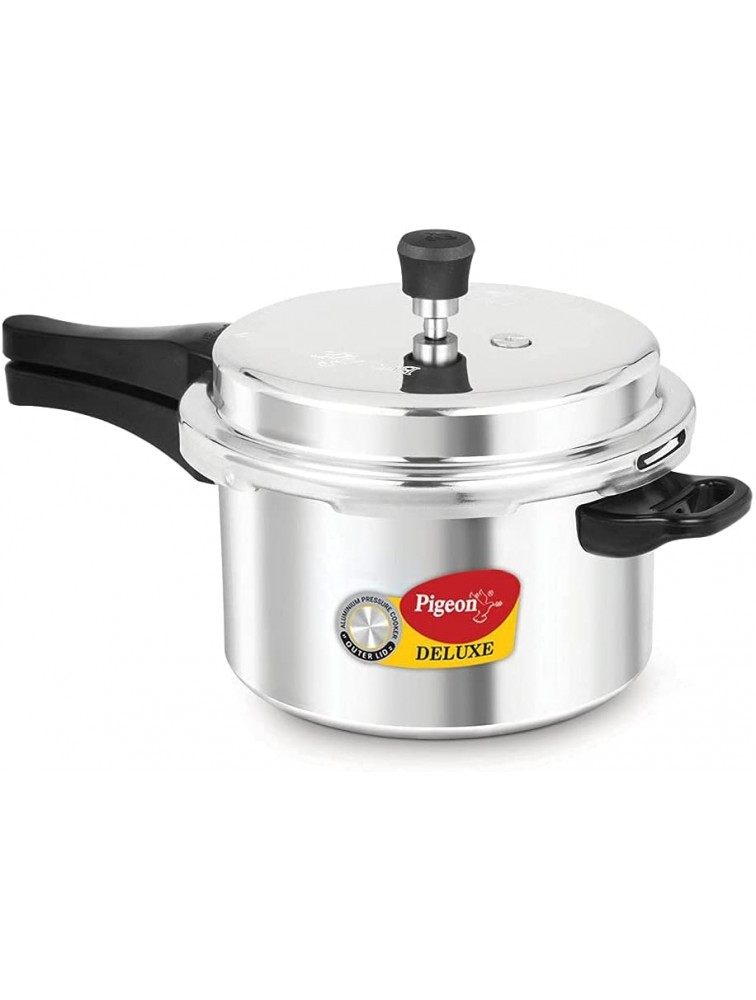 Pigeon Pressure Cooker 5 Quart Deluxe Aluminum Outer Lid Stovetop & Induction Cook delicious food in less time: soups rice legumes and more! 5 Liters - BSG9IOS5K