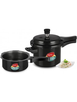 Pigeon Pressure Cooker Set 2 + 3 Quart Hard Anodized Dismantled Handle Induction Base Outer Lid Cook delicious food in less time: soups rice legumes and more 2 Piece Set Black - B2AOWE19Z