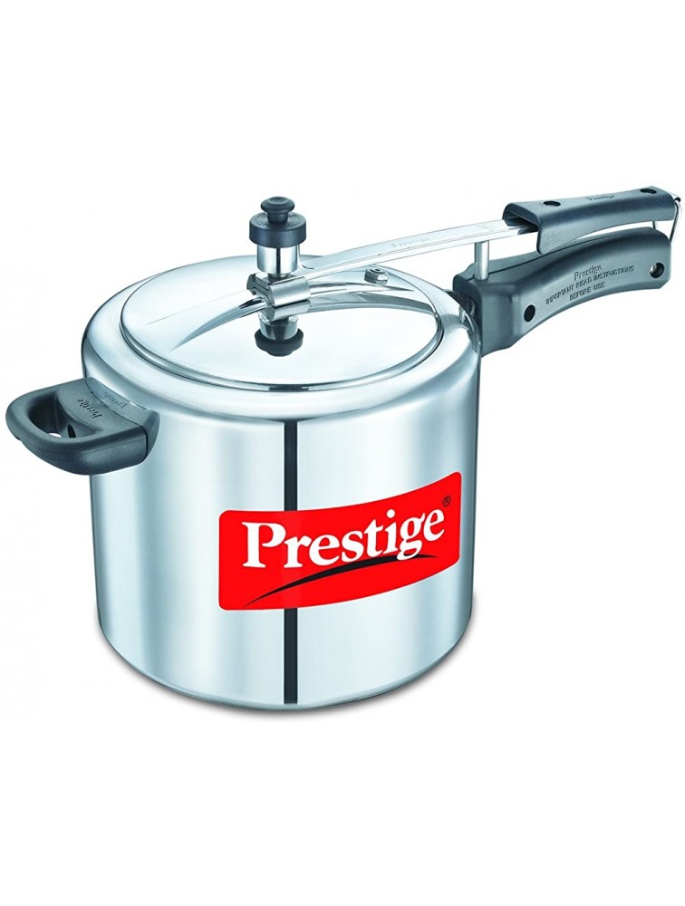 Prestige PRNPC5 Nakshatra Plus 5-Liter Flat Base Aluminum Pressure Cooker for Gas and Induction Stove Medium Silver - BOQSVI02H