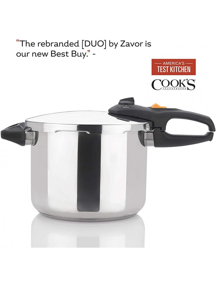 Zavor DUO 8.4 Quart Multi-Setting Pressure Cooker with Recipe Book and Steamer Basket Polished Stainless Steel ZCWDU03 - BDA3P251S