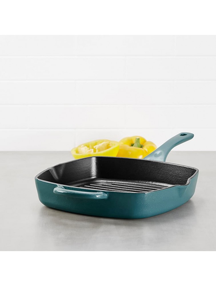 Ayesha Curry Cast Iron Square Griddle Pan Grill with Pouring Spouts Small Twilight Teal - BIX6YATTV