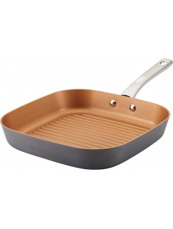 Ayesha Curry Hard Anodized Aluminum Deep Square Grill Frying Pan Small Gray - B0EILI3OX