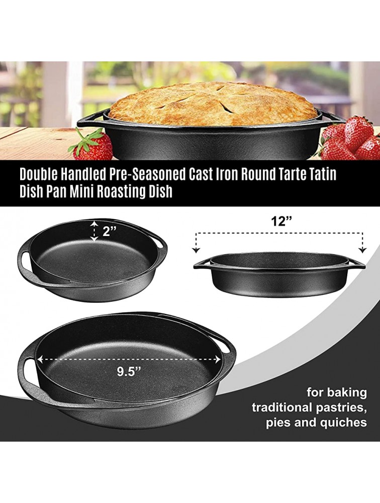 Bruntmor Pre-Seasoned Cast Iron Grill Pan for Outdoor Indoor Cooking. 16 Large Skillet with Dual Handles Durable Frying Pan and Round Tarte Tatin Dish Pan Mini Roasting Dish Oven Safe - B1TBHZK8D