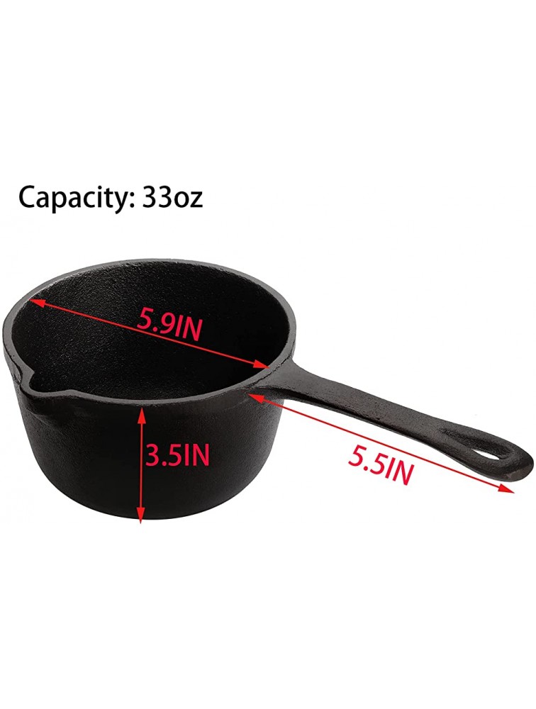 Cedilis 1 Quart Cast Iron Basting Pot with Handle Heavy Duty Construction Sauce Pot for Grilling and Oven Black - BB3JLFBZR