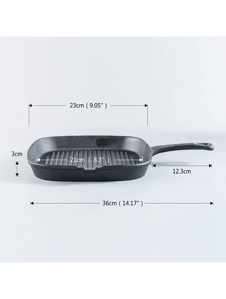 GOODFEER small Cast Iron grill griddle dutch oven pan Cookware Skillet for Steak Meat Fish and use as Camping pot outdoor Grill Chef's Pan with Spout small Square Frying cooking Pan 9 inch. - BIHG9TT28