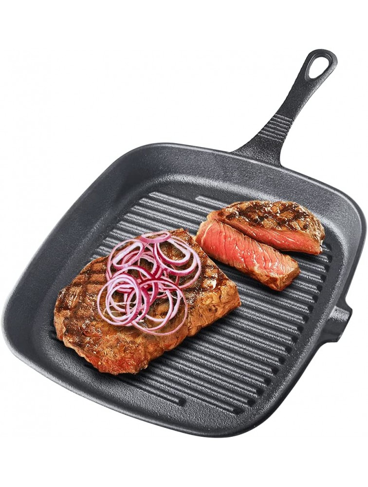 GOODFEER small Cast Iron grill griddle dutch oven pan Cookware Skillet for Steak Meat Fish and use as Camping pot outdoor Grill Chef's Pan with Spout small Square Frying cooking Pan 9 inch. - BIHG9TT28
