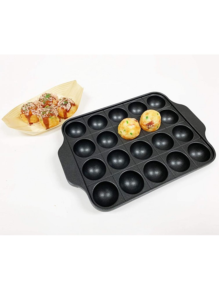 Hinomaru Collection Non Stick Aluminum Casting Takoyaki Pan Savory Octopus Balls Griddle Maker Mold Pan 20pc Rectangular - BNKRYGBM2