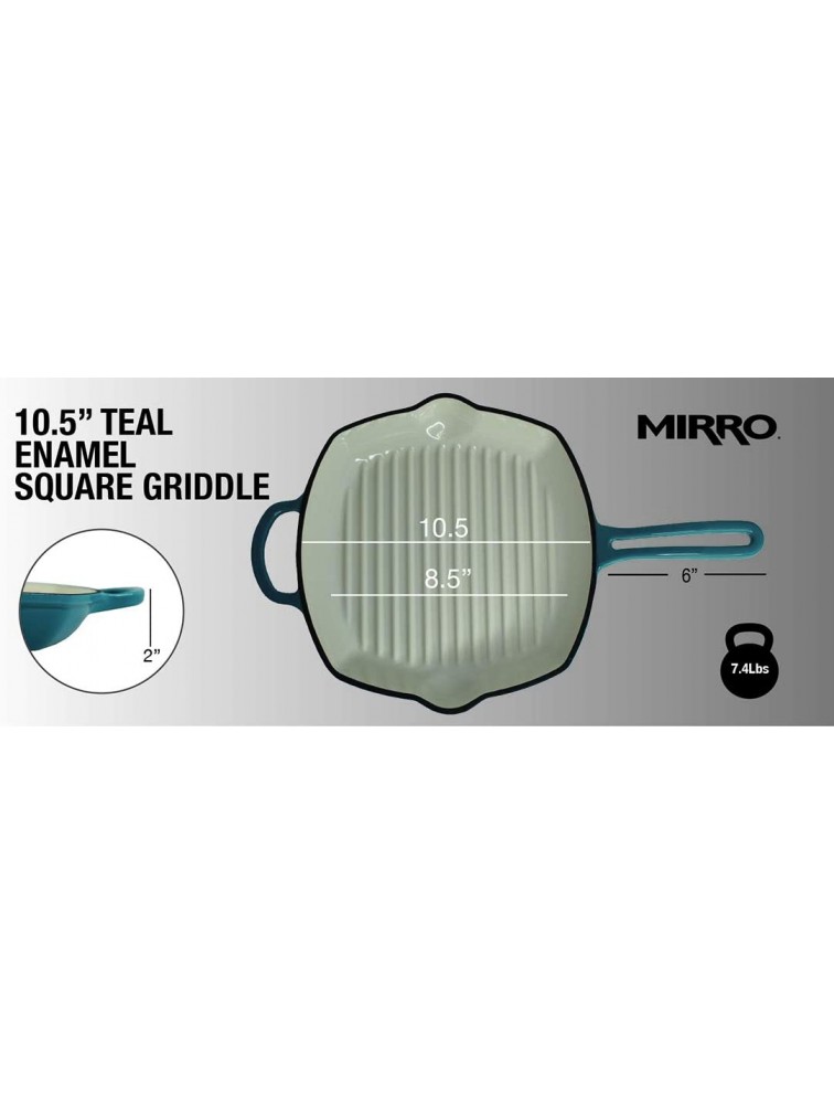 Mirro 10.5 MIR-19062 Cast Iron Square Grill Teal Ready to Use - BRKK2CJ4B