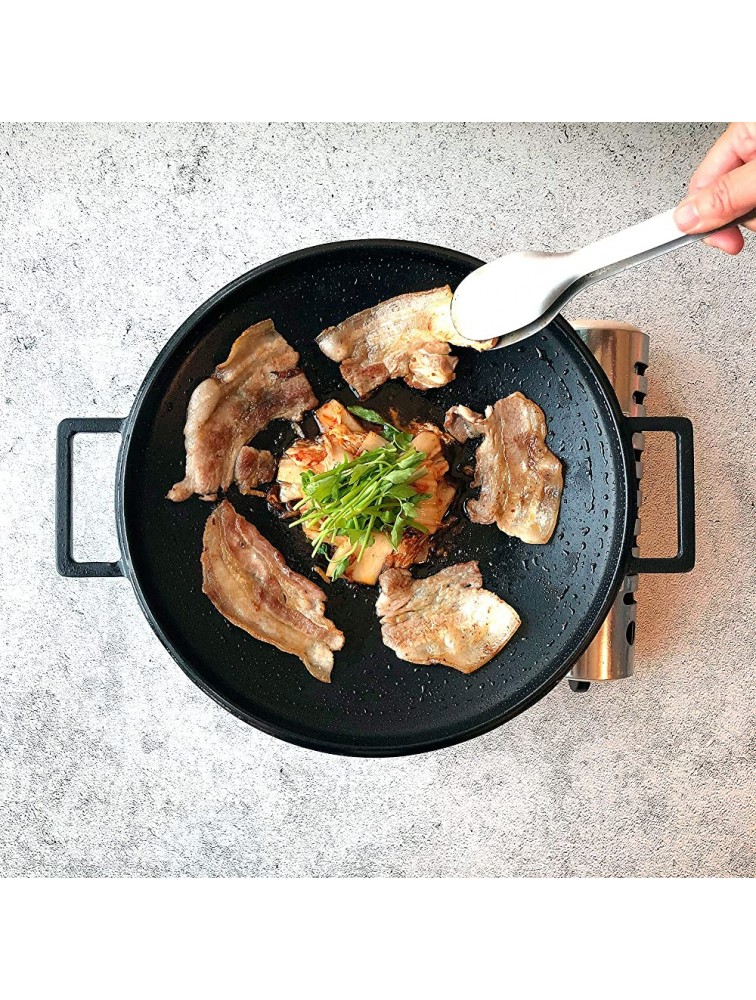 MOOSSE Premium Korean BBQ Grill Pan Chosun Griddle Enameled Cast Iron Grill for Induction Cooktop Stove Oven No Seasoning Required 13” - BEJZCAA3J