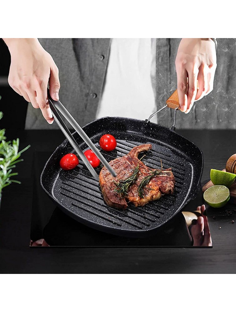 Non-stick Grill Pan with Folding Handle for Meat Fish and Vegetables For All Heat Sources 24cm 9.4IN for Stove Tops Induction - BTHVH1UPS