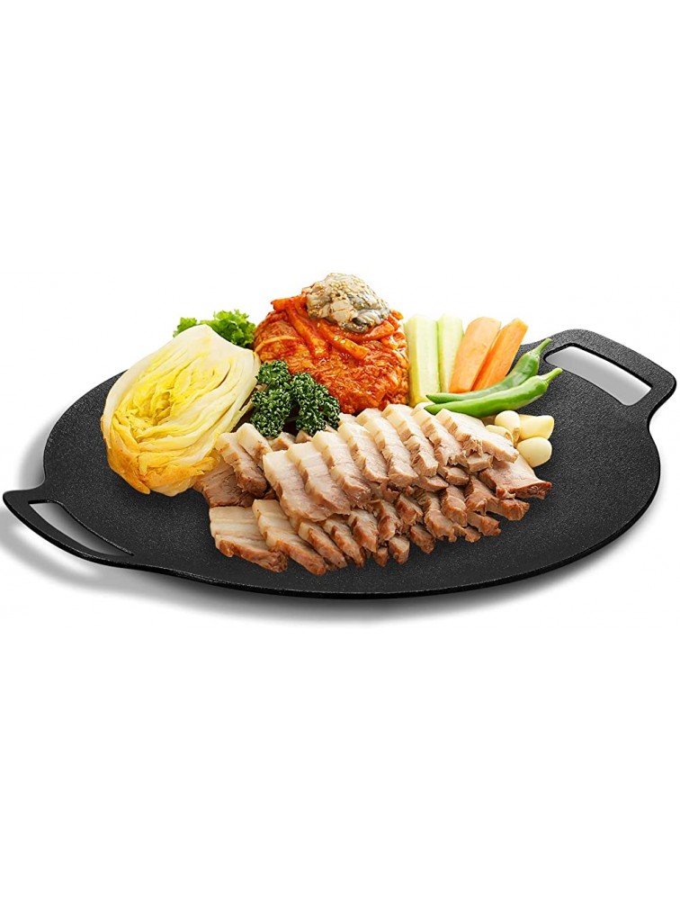 PIQUEBAR Korean BBQ Grill Pan Non-stick 6-Layer Coating Round Griddle Pan Compatible with All Heat Sources for Indoors and Outdoors Use - BUXW9ER1U