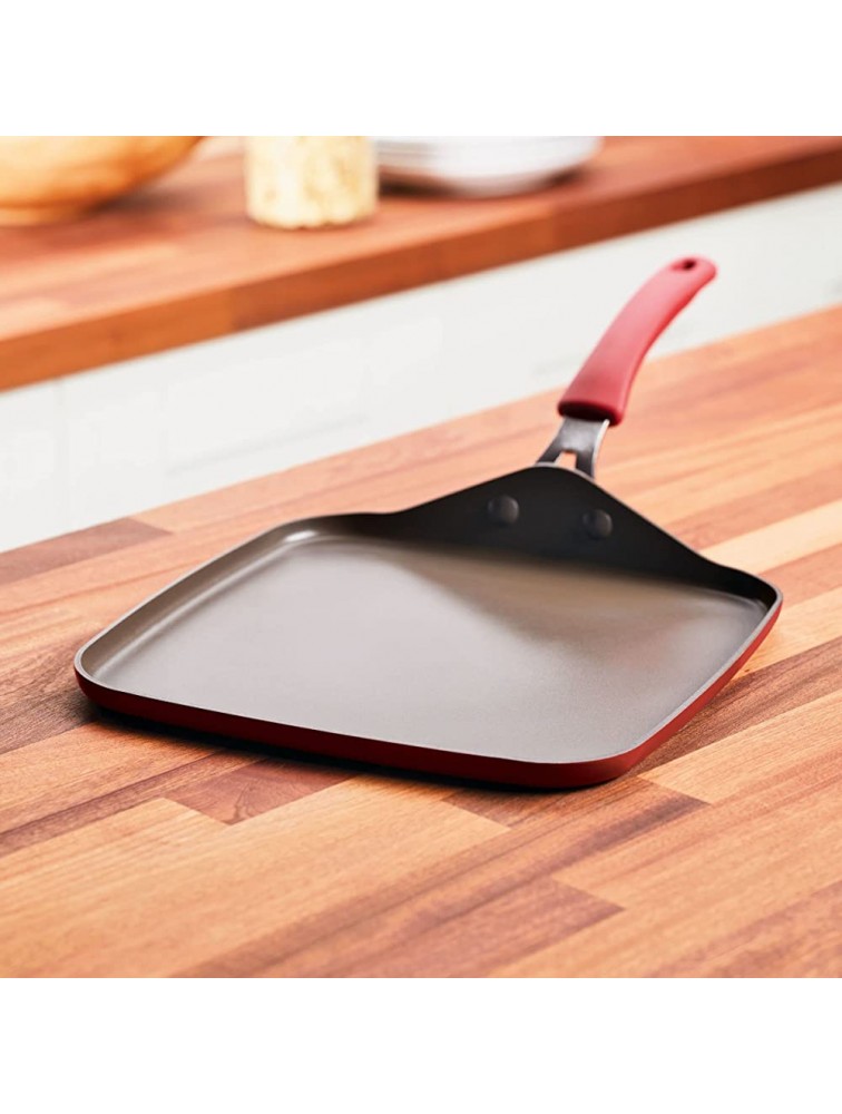 Rachael Ray Cook + Create Nonstick Stovetop Griddle Grill Pan Square 11 Inch Red - BIZTY142Y