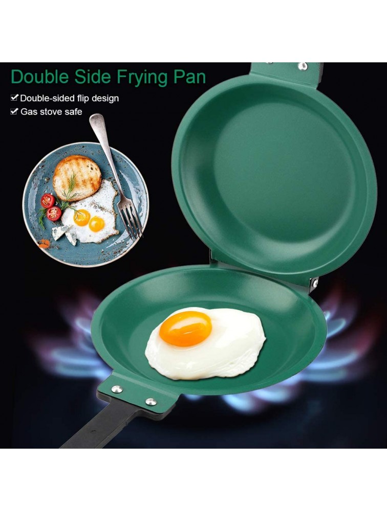 Double Side Pan Folding Non stick Ceramic Coating Flip Frying Pancake Maker Household Kitchen Cookware Nonstick Copper with Rubber Grip Handles - BNYTMGEKN