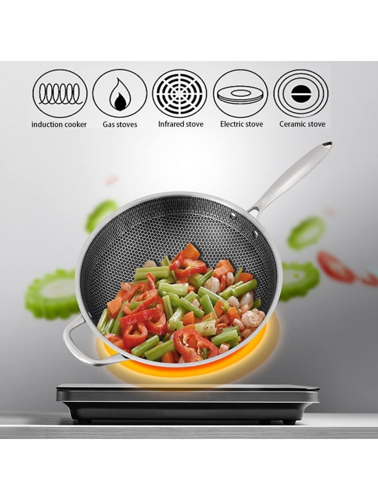 GOUCER Stainless Steel Saute Pan Woks and Stir Fry Pans Non-Stick Pan with Standable Glass Lid and Steel Helper Handle for Home All Stoves Kitchen pots - BGF55H9G5