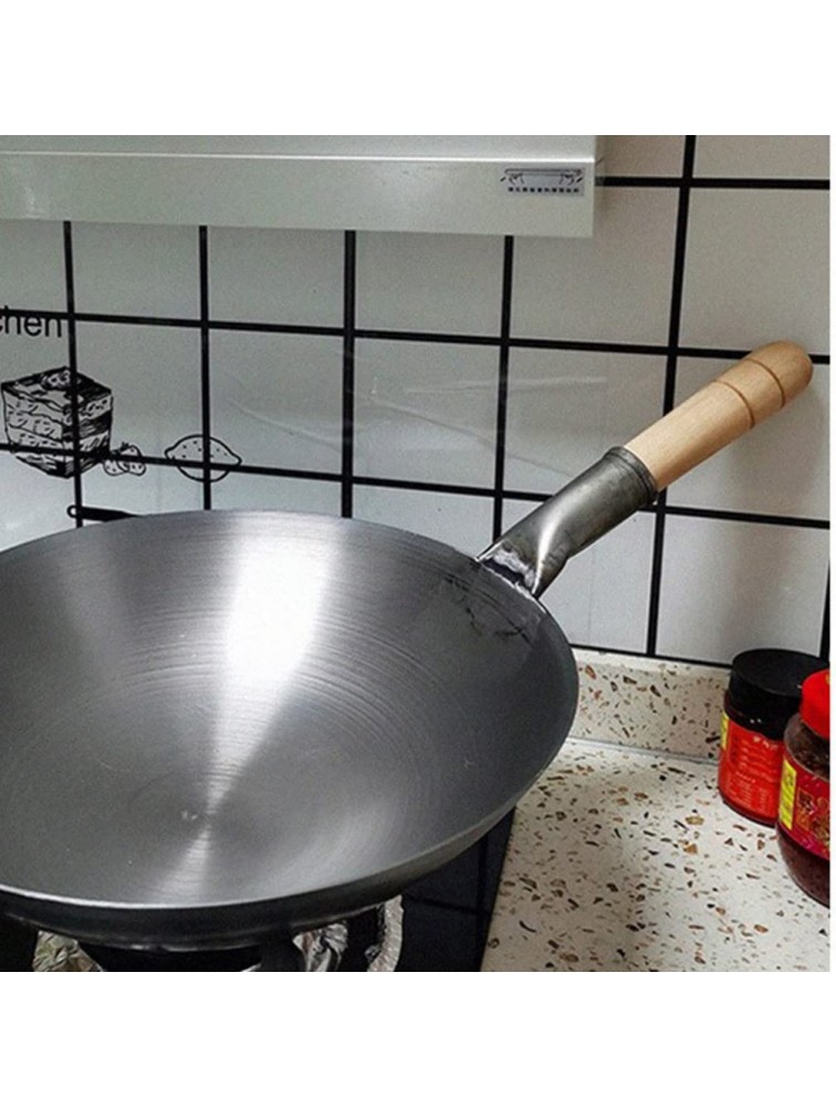 HEMOTON Iron Wok Stir Fry Pans Wok Pan Paella Pan Spanish Pan Skillet with Wooden Handle for Home Restaurant 38cm - BB7XOBKW0