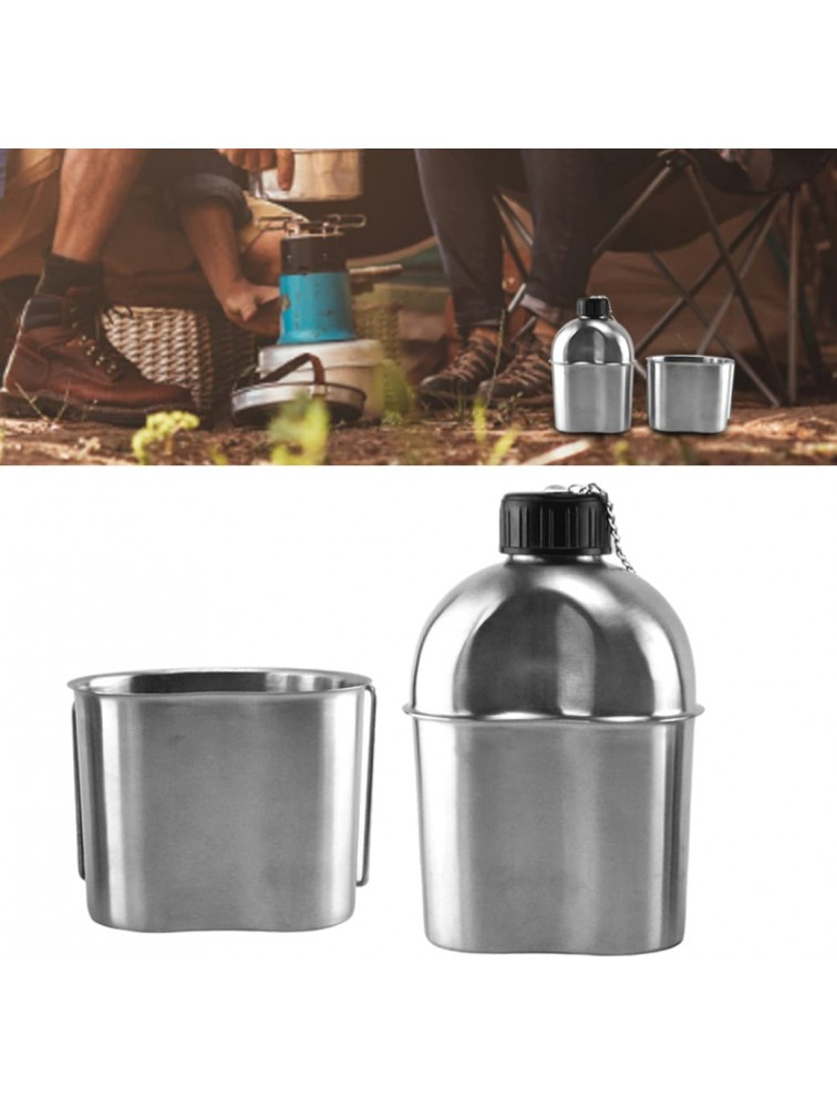 LysiMuus 2PCS Camping Canteen Set Stainless Steel Military Canteen Water Bottle Wood Stove Set with Cover Bag for Camping Hiking Backpacking Hunting - BO8XY761B
