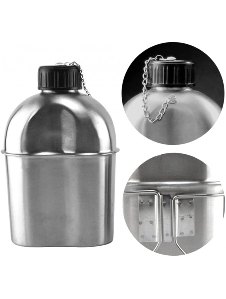 LysiMuus 2PCS Camping Canteen Set Stainless Steel Military Canteen Water Bottle Wood Stove Set with Cover Bag for Camping Hiking Backpacking Hunting - BO8XY761B