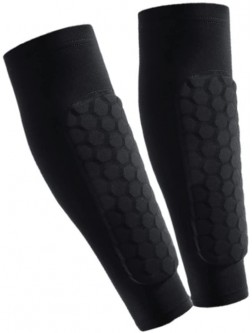 LysiMuus Soccer Shin Guard Pads Calf Compression Sleeve with Honeycomb Pads Black L 1Pair - B88TIPO24