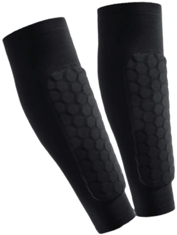 LysiMuus Soccer Shin Guard Pads Calf Compression Sleeve with Honeycomb Pads Black L 1Pair - B88TIPO24