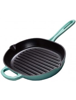 MIAOMSI Cast Iron Enamel Nonstick Grill Pan Wok Pancake Pot Boil Pot No Fumes Breakfast Pot Frying Steak Pan No Fume No Coating Easy To Care Color : Green - BGLK7CLOS