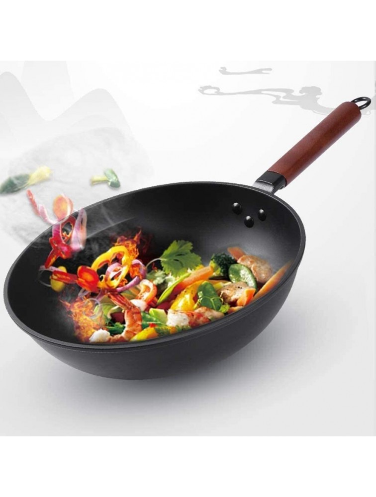 MIAOMSI Iron Wok Traditional Handmade Iron Wok Non-Stick Pan Non-Coating Induction and Gas Cooker Cookware - B4TJ7YH1V