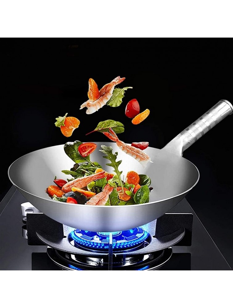 MIAOMSI Stainless Steel Wok 1.8mm Thick Chinese Handmade Wok Traditional Non Stick Rusting Gas Wok Cooker Pan Cooking - BKZ0BIAO2