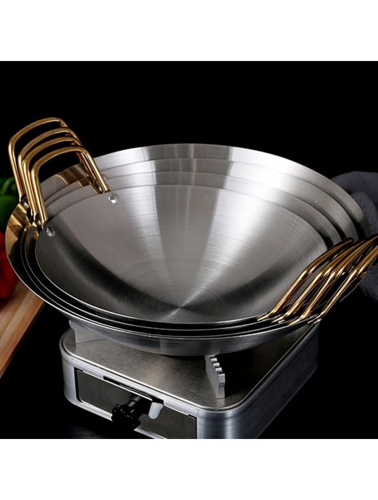 Paella Pan Thicken Stainless Steel Pan Round Shape Frying Pan Chinese Style Wok for Home Outdoor Restaurant-24.2 * 5.7cm - BN39AU27C