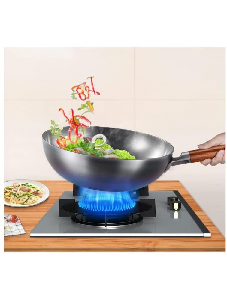 Wok Pan 32cm Anti-rus Iron Wok Nonstick Saute Pan Threaded Pot Bottom Uncoated Removable Handle Easy To Install - BTSLC0JS2