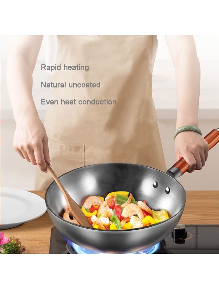 Wok Pan 32cm Anti-rus Iron Wok Nonstick Saute Pan Threaded Pot Bottom Uncoated Removable Handle Easy To Install - BTSLC0JS2