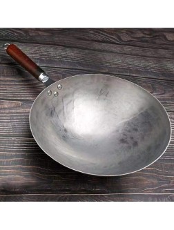 YCZDG Pure Iron No Coating Non-stick Wok Hand Forging Iron Pan Chinese Style Iron Pot Gas Cooker Wooden Handle - B1L0UAR3L
