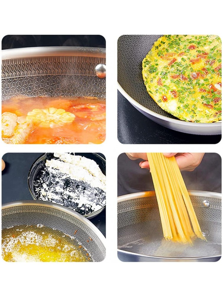 zhaohupinpai 12.5 Inch Household Multi-Function Wok 丨 316L Stainless Steel Wok 丨 Honeycomb Non-Stick Pan 丨 Wear-Resistant 丨 Can Stand-up Glass Lid 丨 Fast Heat Conduction 丨Don't Pick The Stove - B4ER4T4HV