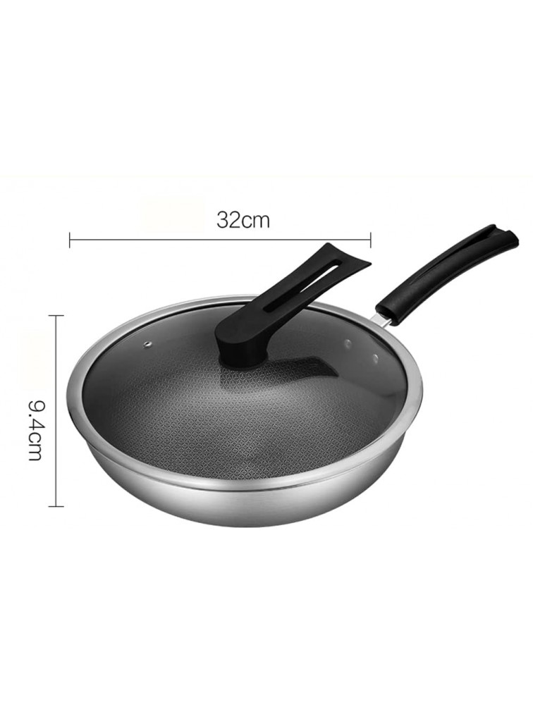 zhaohupinpai 12.5 Inch Household Multi-Function Wok 丨 316L Stainless Steel Wok 丨 Honeycomb Non-Stick Pan 丨 Wear-Resistant 丨 Can Stand-up Glass Lid 丨 Fast Heat Conduction 丨Don't Pick The Stove - B4ER4T4HV