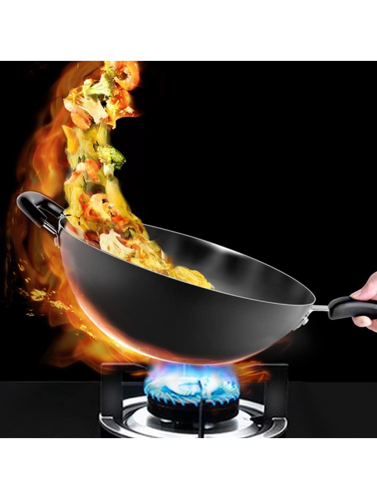 zhaohupinpai Large Iron Wok Household Round Bottom Black Wok 丨 Family Dedicated Non-Coating Non-Stick Pan 丨 Vertical Glass Lid Design 丨 Electric Stove Gas Stove Dedicated Pans and Pots - B79I4UH3D