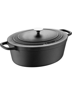 BBQ by MasterPRO Pre-Seasoned Cast Iron Pan 7 Quart Dutch Oven with Oval Lid Indoor and Outdoor Use Grill Stovetop Induction Oven and Campfire Safe Nonstick Cookware Black - BMGXEFP6I