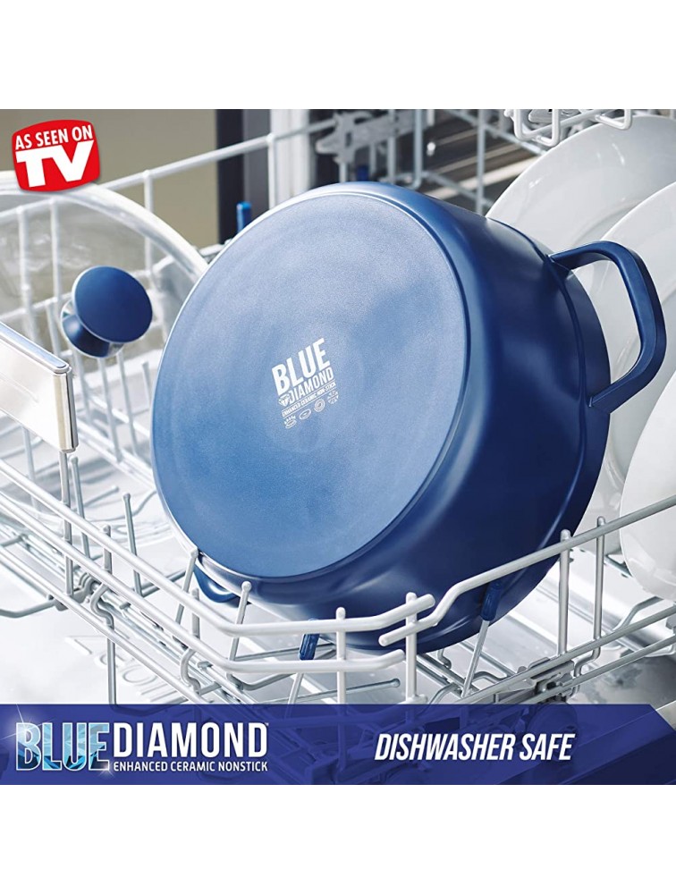 Blue Diamond Cookware Diamond Infused Ceramic Nonstick 5.5QT Dutch Oven with Glass Lid Lightweight Design PFAS-Free Dishwasher Safe Blue - B1Z2V77CX
