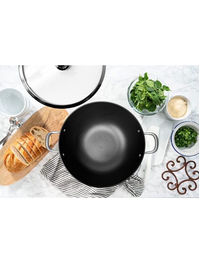 Cast Iron Dutch Oven Stock Pot wok Pre-Seasoned nonstick with tempered glass lid,2 side handles 6 Quarts caldero for everyday kitchen and camp large braiser for cooking deep fry pan Light - BTCQQLBQN