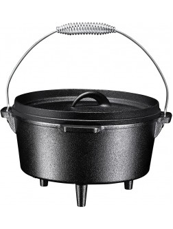 Cast Iron Pre-Seasoned 3 Legged Cast Iron Dutch Oven 4.5-Quart with Metal spring Handle Camping Cooking - B2X8FRPS4