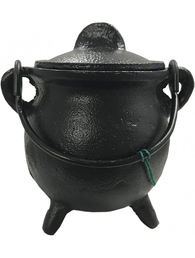 Crystalo Plain Cast Iron Cauldron with Lid Size-2.5" D 4.25" H - BPFLZMMHQ