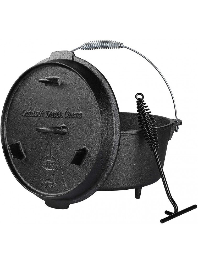 Dutch Oven 13.2 Quart Cast Iron Dutch Oven Pre-Seasoned Cast Iron Dutch Oven With Lid Lifter Handle & stand With Feet Dual Function Lid Griddle for Cooking Camping Home BBQ - B7NIPUHNB