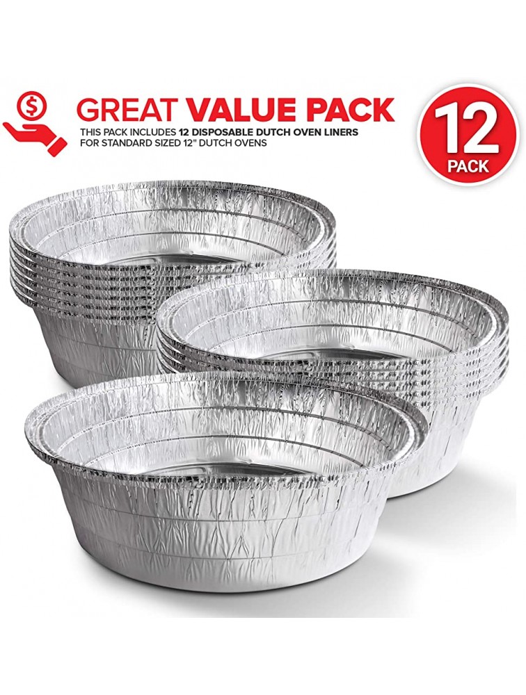 Dutch Oven Liner 12 Pack 12 Disposable Dutch Oven Foil Liners Standard Size 12-Inch 6 Quart Dutch Oven Inserts for Most Camping Ovens - BVG2D1DDV