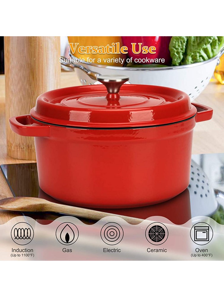 Dutch Oven Red Enameled Cast Iron with Lid 4 Quart Round Enamel Cookware Crock Pot French Oven Dutch Oven with Dual Handle and Cover Casserole Dish 8.66 Inch - BGOXPMU0N