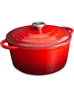Enameled Cast Iron Dutch Oven 5qt Dutch Oven Pot with Lid and Steel Knob Cast Iron Cookware with Loop Handles for Gas Electric & Ceramic Stoves Red Enamel Dutch Oven for Cooking & Baking 5-Quart Cast Iron Enamel Dutch Oven - BTEBI12OC