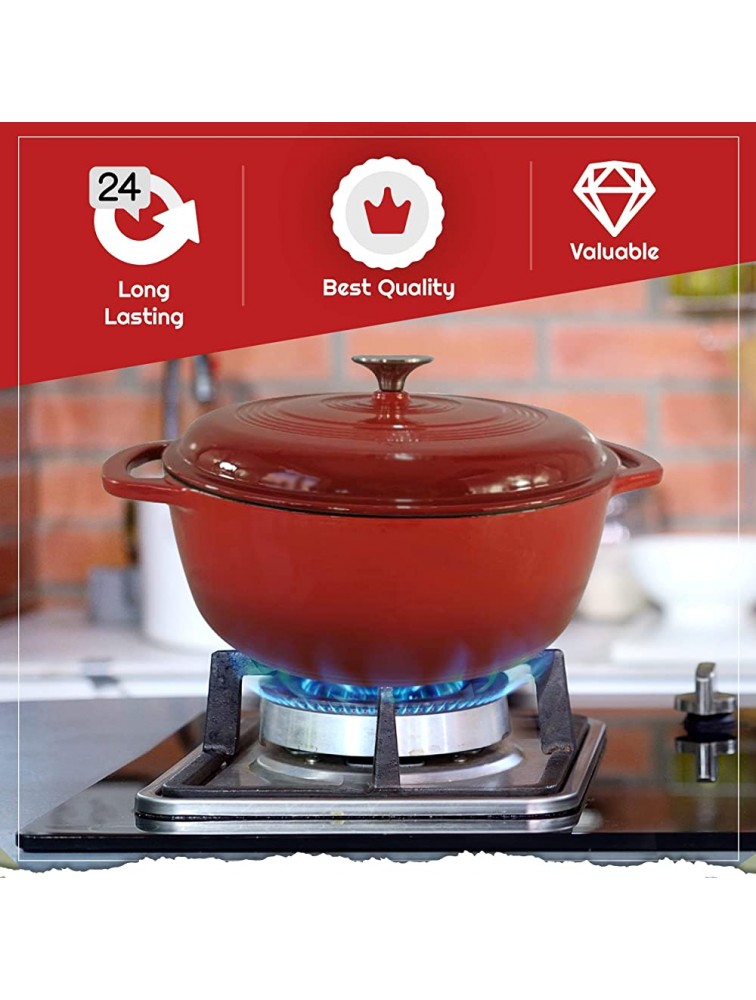 Enameled Cast Iron Dutch Oven Pot with Lid Round Enamel Coating Dual Side Handles for Baking Roasting Oven Compatible Easy to Clean Surface Ideal for Family - BUJ17KUM0