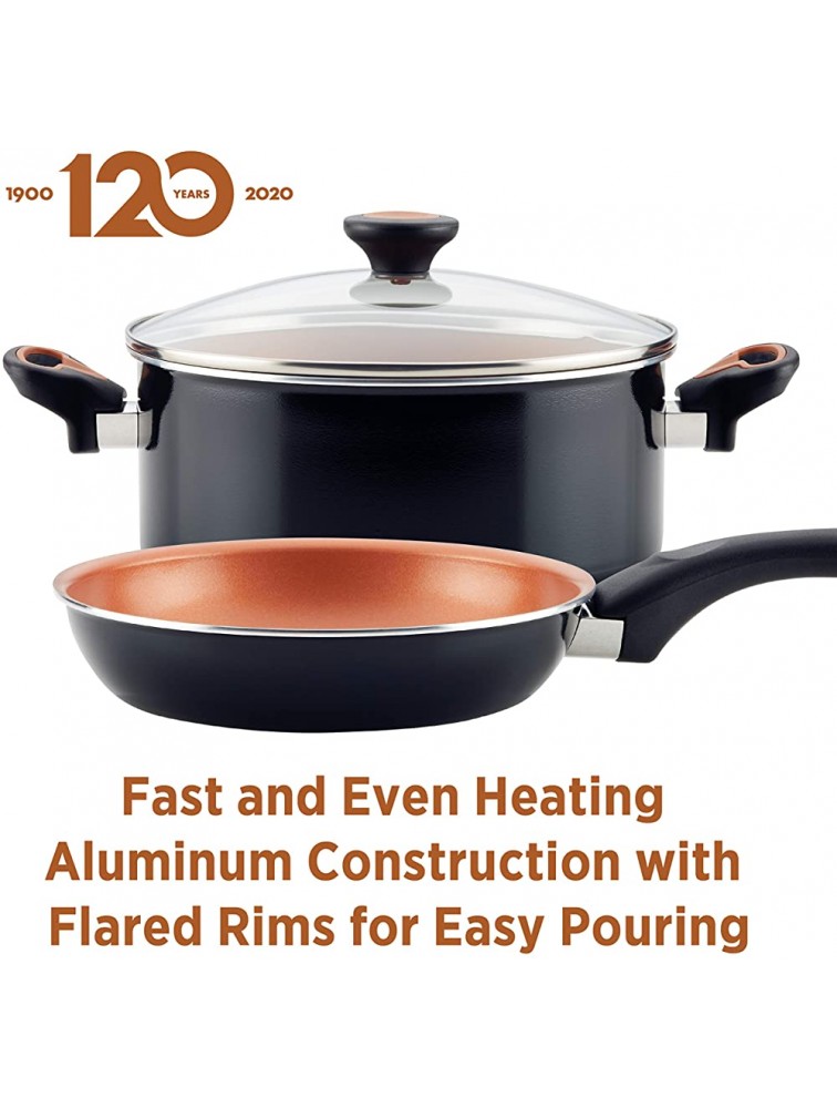 Farberware Glide Ceramic Nonstick Saute Pan Frying Pan Fry Pan with Lid and Helper Handle 4 Quart Black - BTYXBWC09