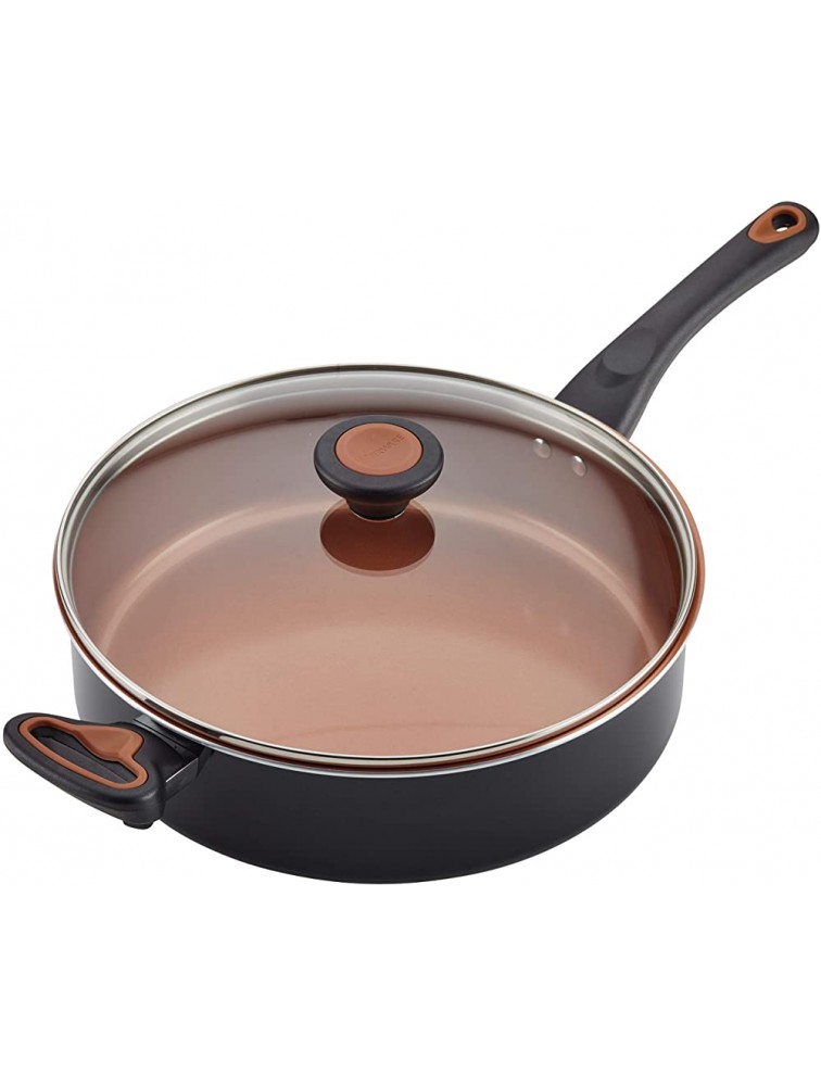 Farberware Glide Ceramic Nonstick Saute Pan Frying Pan Fry Pan with Lid and Helper Handle 4 Quart Black - BTYXBWC09