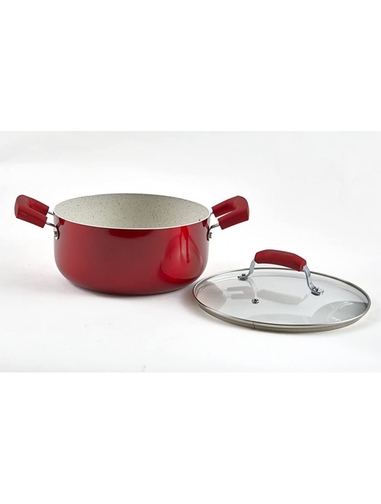 IMUSA USA 4.9Qt Ruby Red Nonstick Dutch Oven with Glass Lid and Soft Touch Handles - BGIC5RAWY