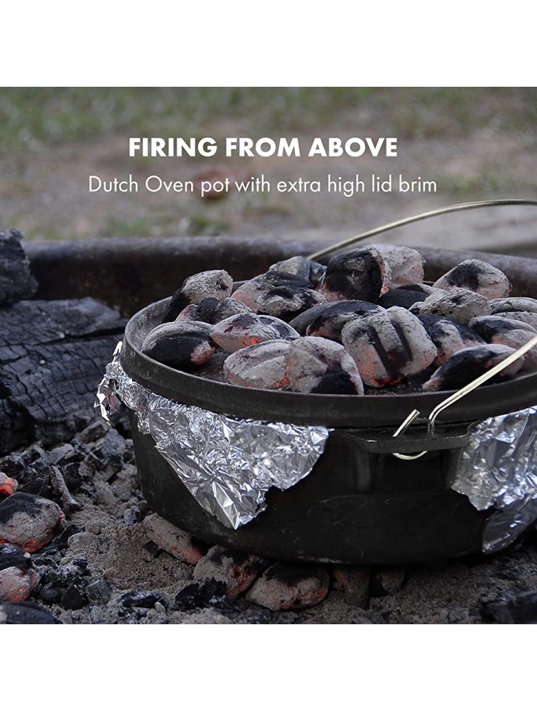 KLARSTEIN Hotrod Masterplan Dutch Oven Set 7-Piece Cast Iron Pot Set for BBQ Cooking Serving Frying Baking Open Fire Extra-High Lid Rim Includes Wooden Transport Box Easy Handling - B8VNV7LUU