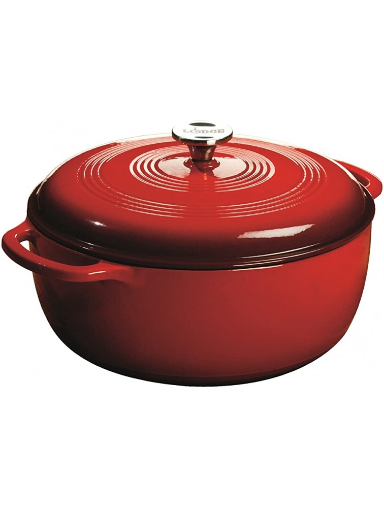 Lodge 7.5 Quart Dutch Oven. XL Red Enamel Dutch Oven Island Spice Red & 3.6 Quart Cast Iron Casserole Pan. Red Enamel Cast Iron Casserole Dish with Dual Handles and Lid Island Spice Red - BWI4VPKRR
